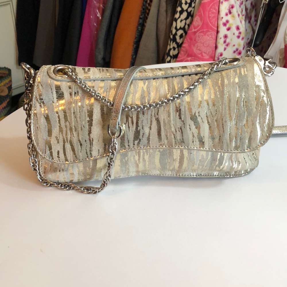Gorgeous Chez Gold & Bronze Leather Clutch Bag